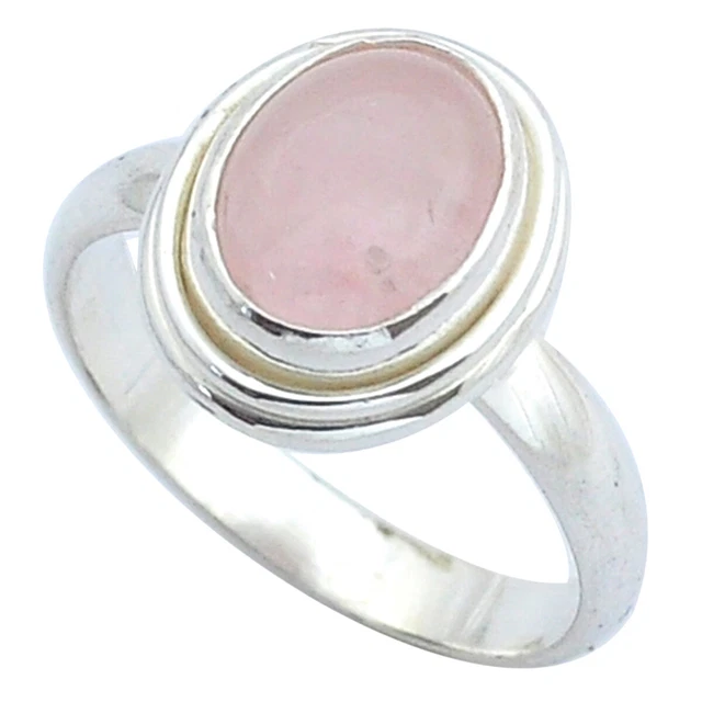 SALE 4.09cts Solitaire Natural Pink Rose Quartz Ring Jewelry Size 8 U56640