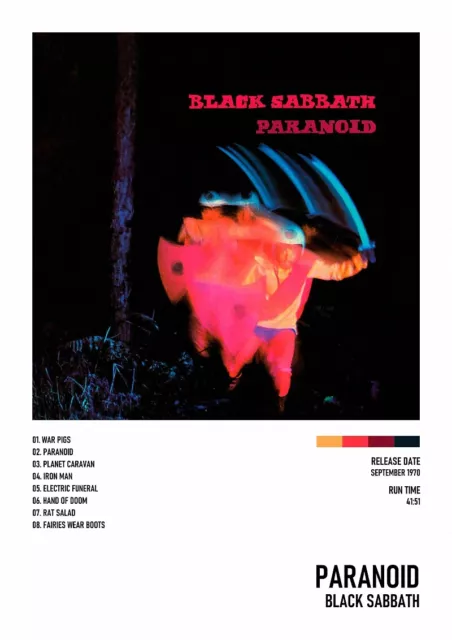 Paranoid - Black Sabbath Album Poster 20x30" 24x36" Custom Music Canvas Poster 2