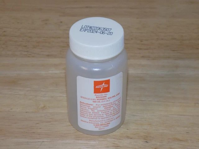 Medline estéril 0,9% solución salina normal, USP 100 ml (3,4 oz) RDI30296 CADUCA 6/2024