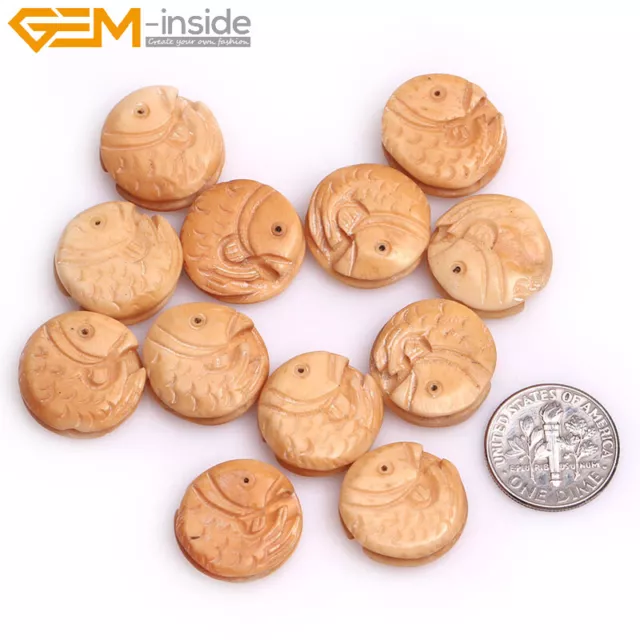 17mm Handcarved Animal Bond* Cabochon Coin Beads For Jewelry Making 12pcs