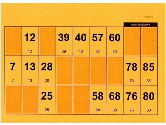Plaque De 8 Cartes De Loto - Épaisseur 1 Mm, Coloris Aléatoire, Accessoire Bingo Et Jeux De Société