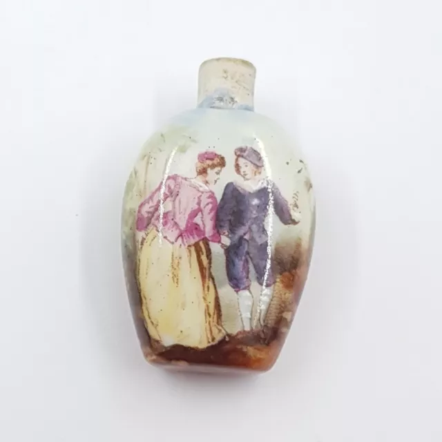 Dresden Miniature Bottle Porcelain German Antique Perfume Bottle No Stopper