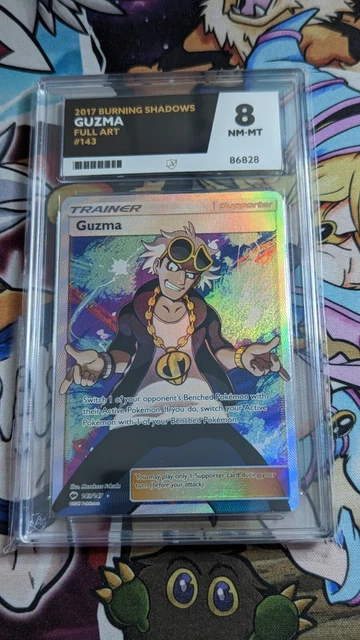 Pokemon TCG - Guzma - 143/147 - Full Art Trainer Burning Shadows - Ace Grading 8