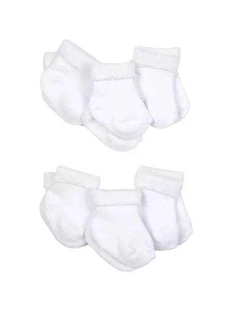 Gerber Unisex Baby 6 Pack Organic Wiggle Proof Socks Various Sizes White Neutral