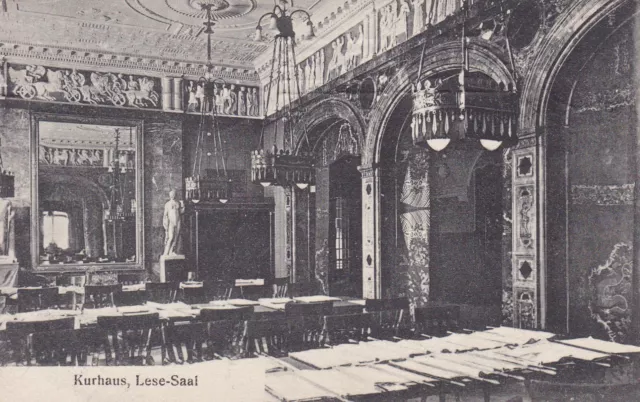 AK Wiesbaden gel. 1909 Kurhaus Lesesaal