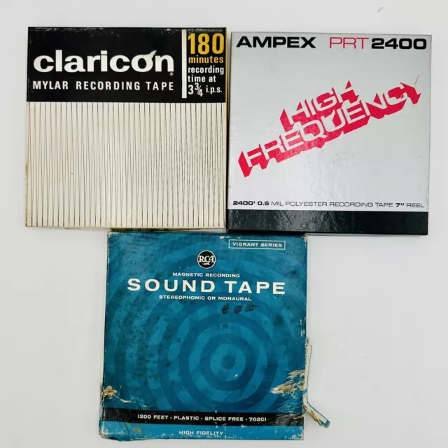 3 MAGNETIC MYLAR Sound Recording Tape Reel to Reel RCA, Claricon, & Ampex  £15.01 - PicClick UK