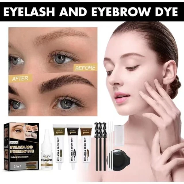 Pestañas Máscara Amplificador Cejas Tinte Crema Pestañas Color Kit 2 En 1