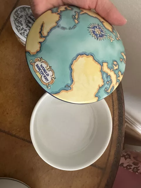 Tiffany & Company Tauk Tours World Discovery Map Ceramic Porcelain Trinket Box