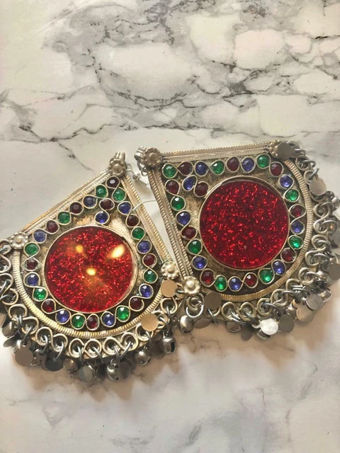 EARRINGS AFGHAN JEWELRY Kuchi Statement Turkish Costume Gift