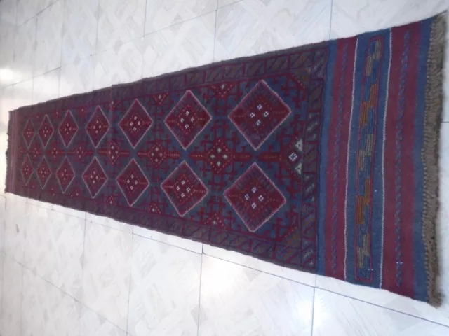 17085 # Incredibile tappeto afgano Mashwani Runner Kilim fatto a mano 260 x 56 cm