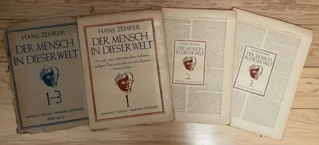 Hans Zehrer: Der Mensch in dieser Welt. 3 Hefte + Umschlag.  Großformat Selten!