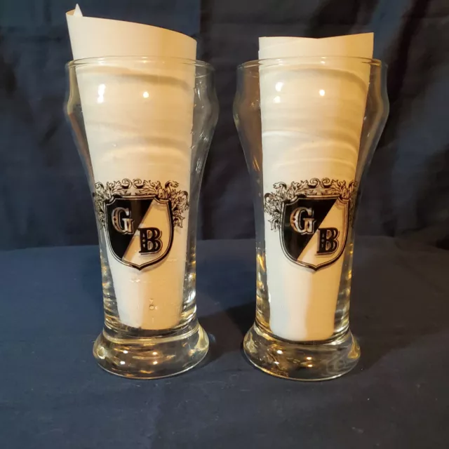 Griesedieck Bros 8oz Beer Glass by Libbey Glass Co - Lot of 2 Black Logo 6" Tall