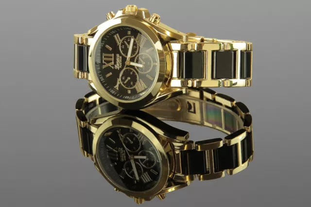 Reloj de Mujer Relojes Oro Negro Reloj Muñeca Mujer Reloj Lujo U1923