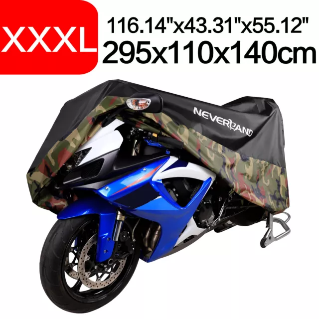 190T 295CM XXXL Motorrad Abdeckung Motorradplane Wasserdicht Cover Schneefest DE