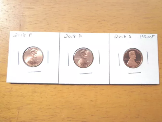 2018 P D S Lincoln Cent Penny Proof 3 Coin Set Lot PDS