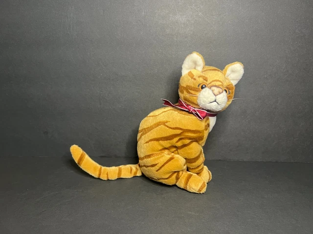 Ikea Gosig Katt Plush Tabby Cat Stuffed Animal Ginger Tan White Striped 12 Chat