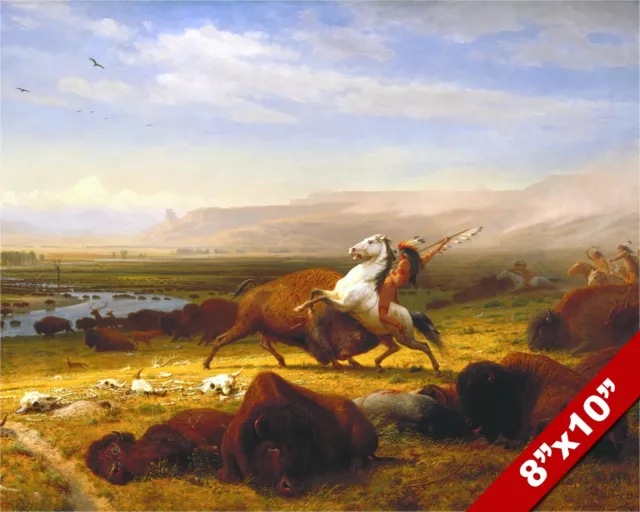 Last Buffalo Native American Indian Hunting Oil Painting Art Real Canvas Print