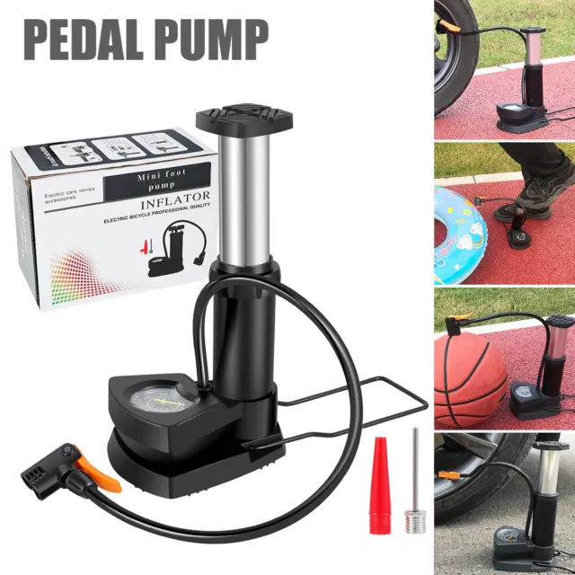Mini Car Bike Floor Pump Portable 160PSI High Pressure Foot Air Pump with Gauge@