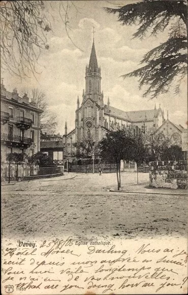 Ak Vevey Kanton Waadt, Eglise catholique - 3833481