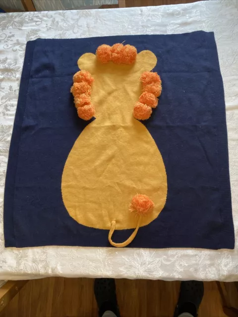 Manta de león bebé NYGB 30"" x 26"" azul marino con forma de león cola 3D