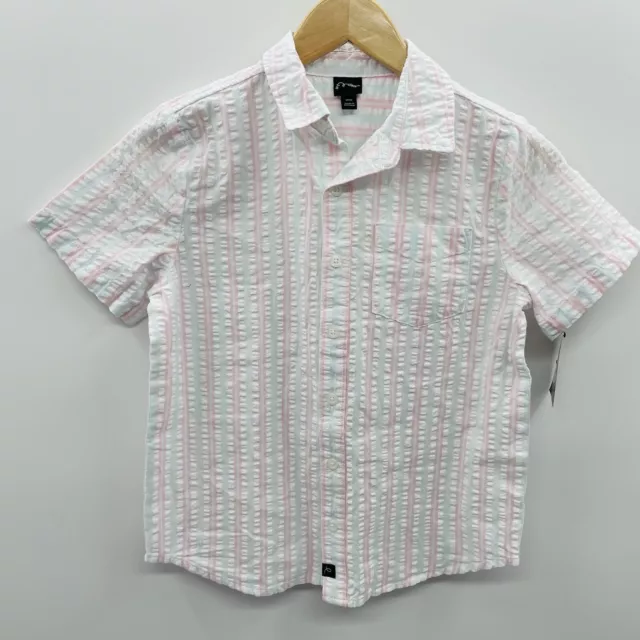 Art Class Youth Boys Medium Seersucker Woven Short Sleeve Button-Down Shirt 1011