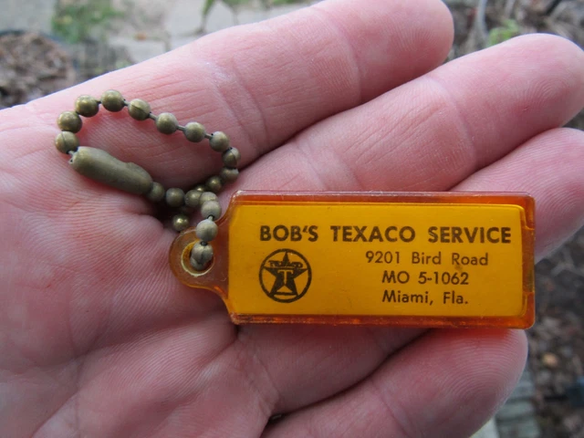 Vintage 1950s Texaco Keychain Miami Fl Bobs Service Great Condition Gas Station