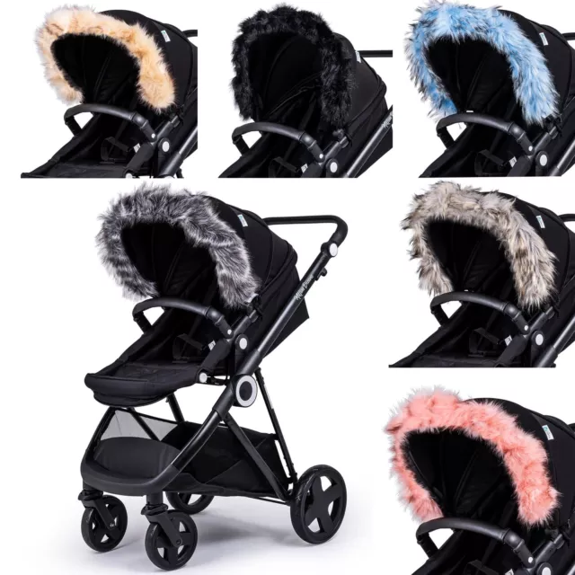 Pram Fur Hood Trim Attachment For Pushchair For Baby Elegance