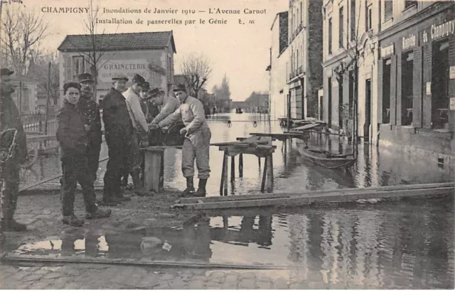 94 - CHAMPIGNY - SAN52230 - Inondations de Janvier 1910 - L'Avenue Carnot - In