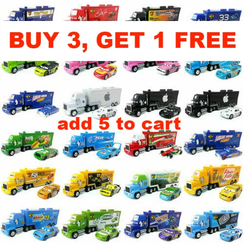 DISNEY PIXAR CARS Lightning McQueen Mack Hauler Truck Car Set