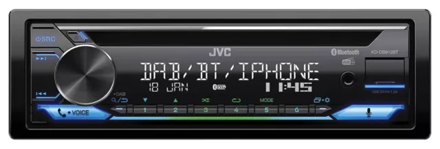 JVC CD USB Bluetooth DAB Volante Autoradio per Fiat Panda 12-20 nero lucido 2