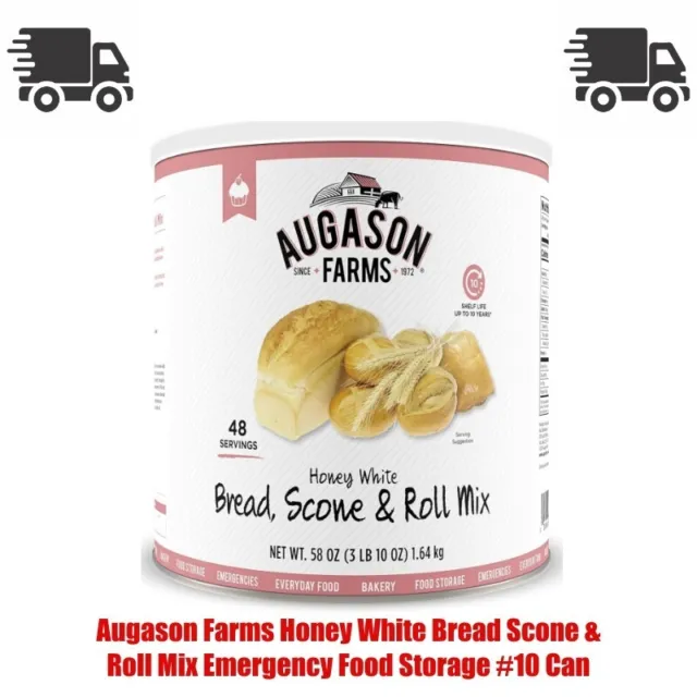 Augason Farms Honey White Bread Scone & Roll Mix Emergency Food Storage #10 Can