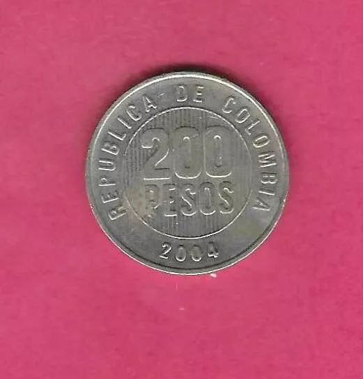 COLOMBIA KM287 2004 MODERN XF EXTREMELY FINE-NICE LARGE used 200 PESOS COIN