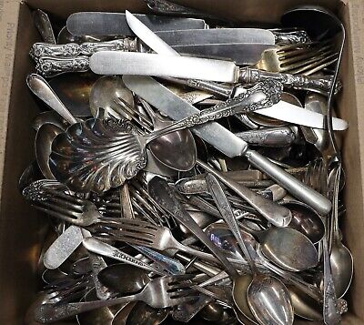 31 lbs of Silver Plate Silverware | Mixed Flatware Lot of Knives, Forks & Spoons