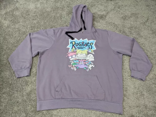 RUGRATS HOODIE MENS 2XL XXL Pullover Sweatshirt Purple Nickelodeon 90s ...
