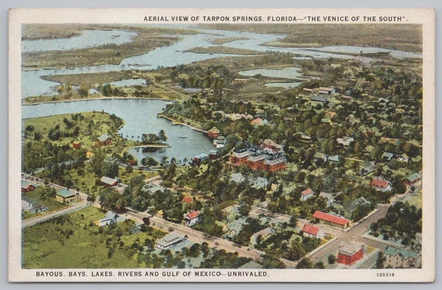 Tarpon Springs Florida~Aerial View~Vintage Postcard