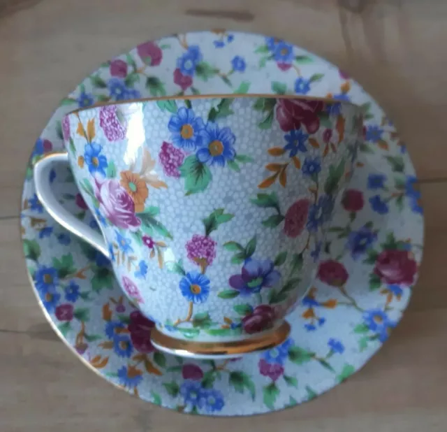 Royal Winton Old Cottage Chintz Tea Cup And Saucer Grimwades Bone China England