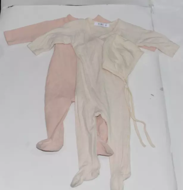 2 Coco Blanc Wrap Footies (Pink & Ivory) Baby Girl Size 9 Month Great Condition