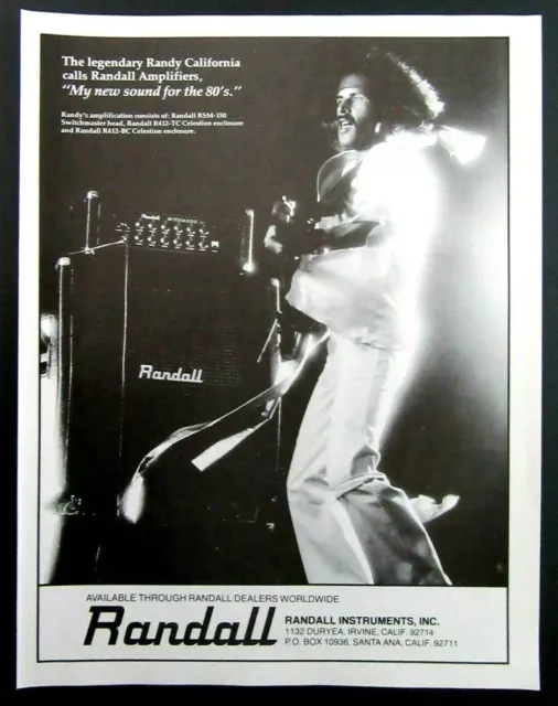 1979 RANDALL INSTRUMENTS Guitar Player Randy California Magazine Ad