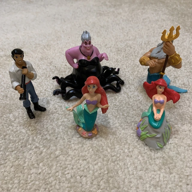 Disney The Little Mermaid Lot of 5 Toy Figures PVC Cake Topper Ariel Triton Eric