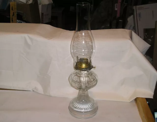 Vintage Queen Anne No. 2 Kerosene Clear Glass Lamp - 18 1/2" Tall - New Wick