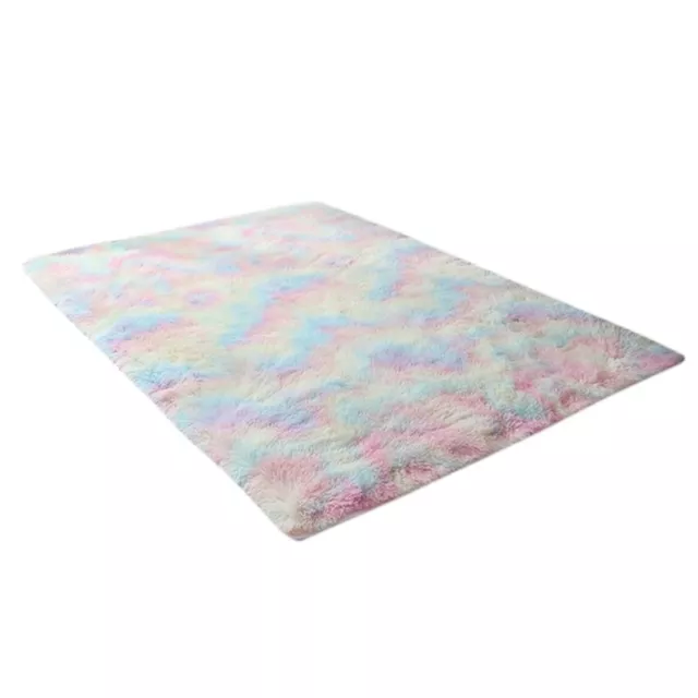 Rainbow Coffee Wave Pattern Thick Plush Carpet Bedroom Bedside Living Room Mat
