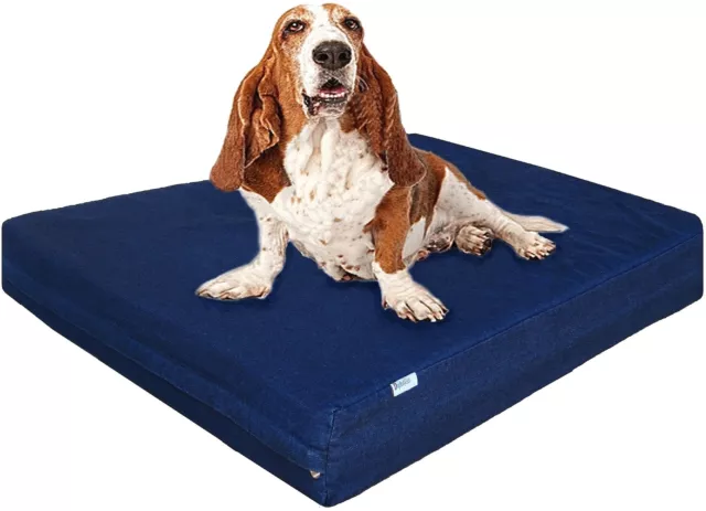 Denim MEMORY FOAM Orthopedic PET DOG BED for Crate size Large or XL Waterproof