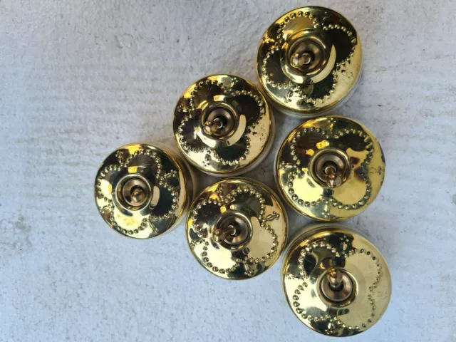 Vintage Brass And Ceramic Electric Switch Button Set Jasmine Rose Design 1 Way # 3