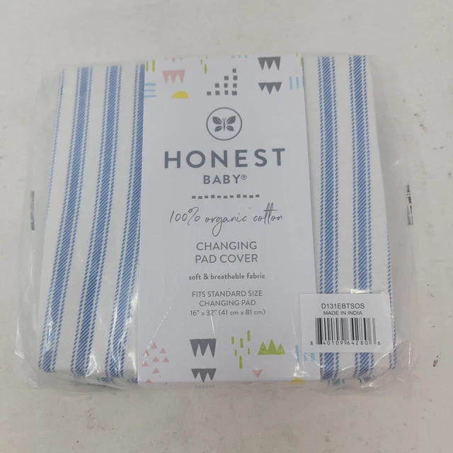 Honest Baby 100% Organic Cotton Blue Stripes Diaper Changing Pad Cover 16"×32"