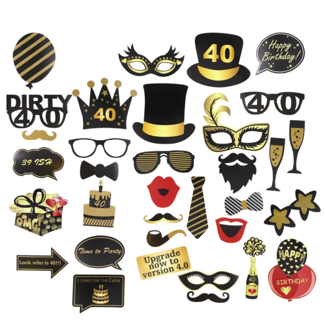 35 Pcs Photo Booth Props Halloween Birthday Decorations for Party Apparel