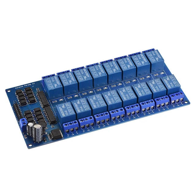 Relé Módulo 16 Canales 12V Bajo Nivel Disparador Módulo Azul para DSP