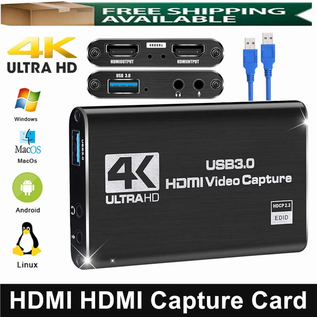 USB 3.0 4K HDMI Video Capture Card,1080P 60FPS HD Capture Device Recorder For PC