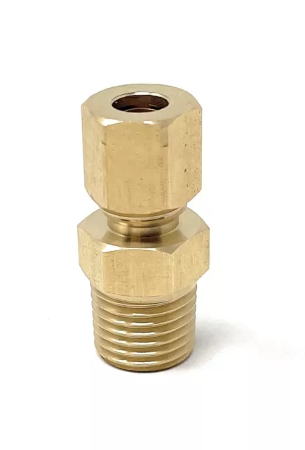 Brass Coupling  1/4" Compression ID x 1/4" Male NPT for 1/4" OD Tube