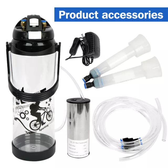 12V 3L Portable Vacuum Pump Electric Barrel Milking Machine For Cow Milker