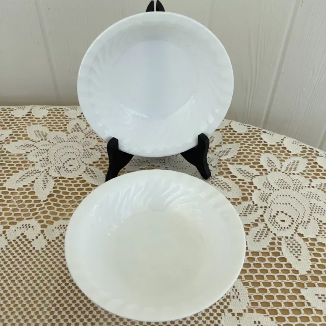 Corelle Enhancements SET OF 2 ~ WHITE Swirl  7" SOUP / CEREAL BOWLS